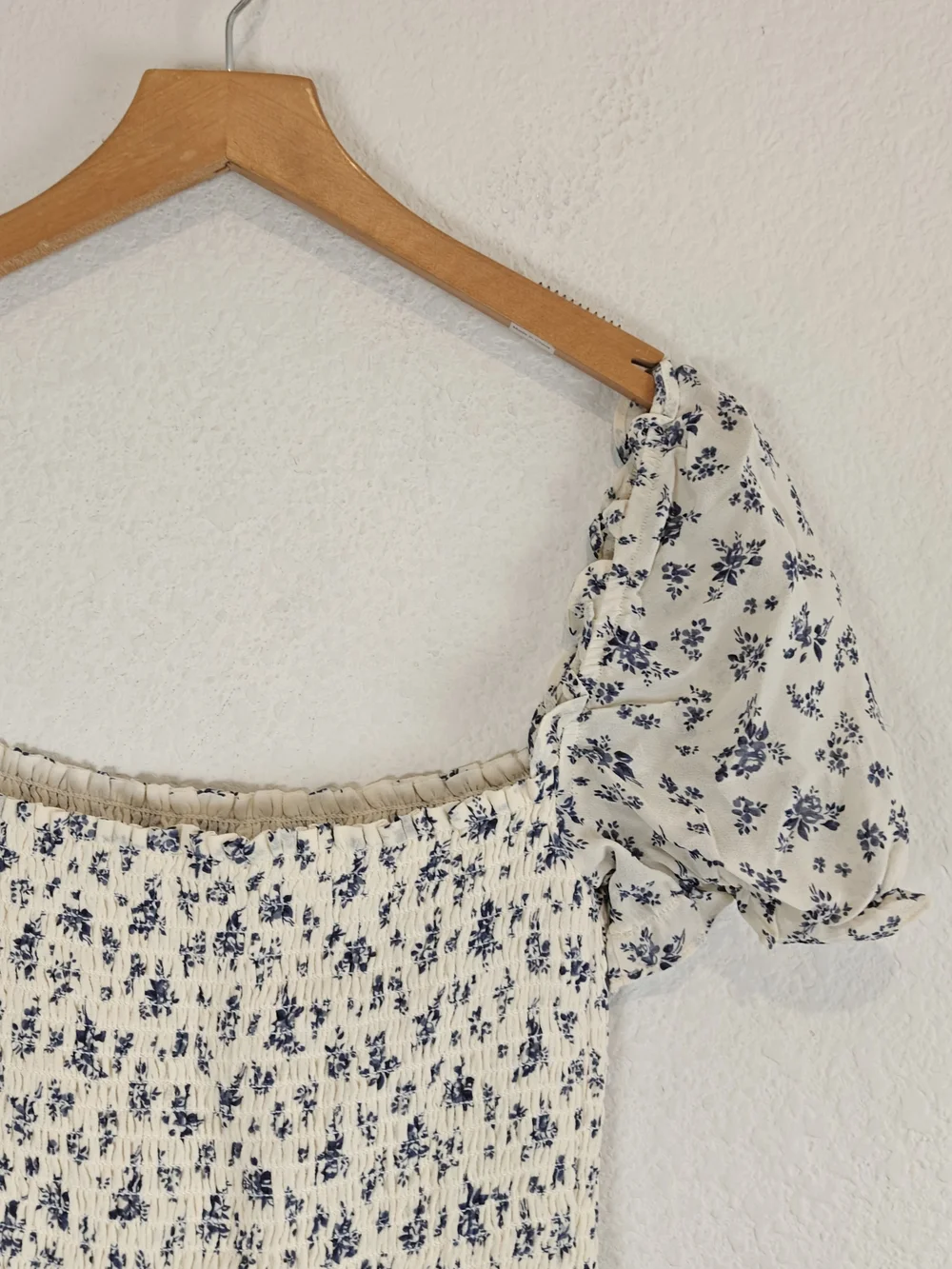 Reformation Jess Top Gracie Floral Smocked Puff Sleeve Crop S